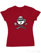 Tricou ADLER dama Death before decaf Rosu