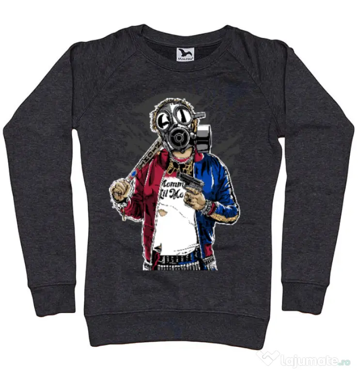 Bluza ADLER dama Suicide gas mask Negru melanj