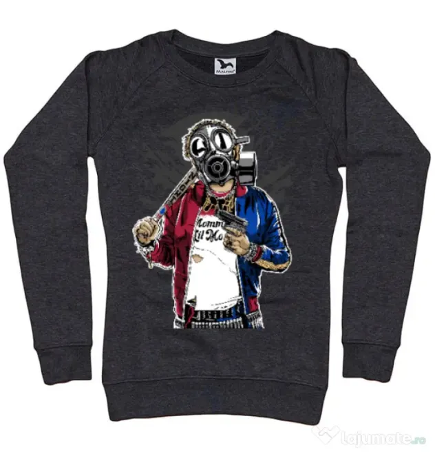 Bluza ADLER dama Suicide gas mask Negru melanj