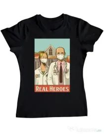 Tricou ADLER dama Real heroes Negru
