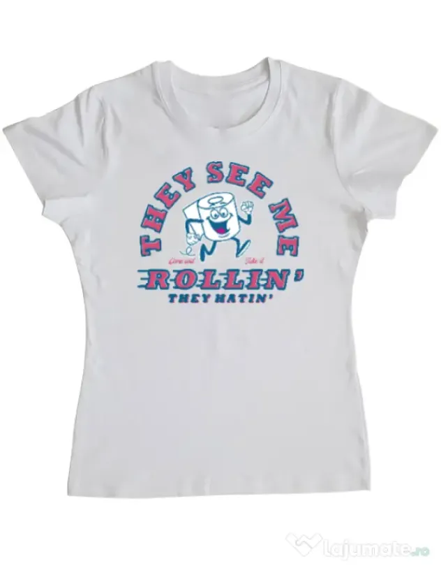 Tricou ADLER dama They see me rollin Alb