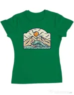 Tricou ADLER dama Mountain and wave Verde mediu