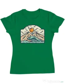 Tricou ADLER dama Mountain and wave Verde mediu