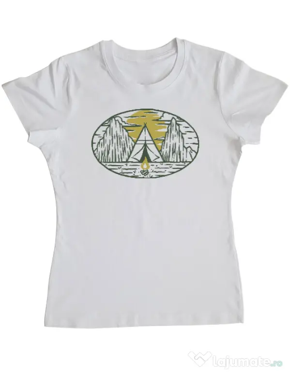 Tricou ADLER dama Camp fire Alb
