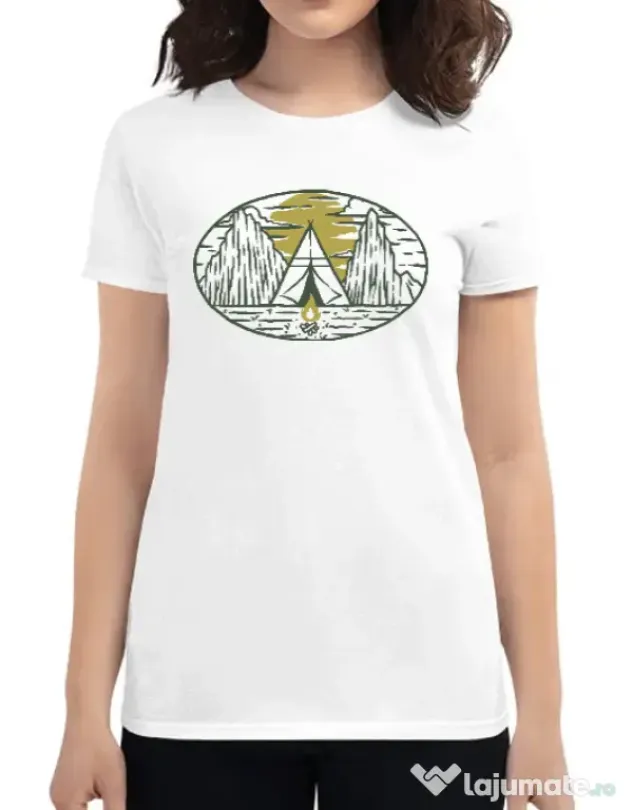 Tricou ADLER dama Camp fire Alb