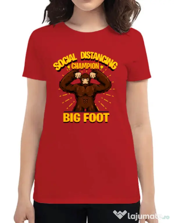 Tricou ADLER dama Social distancing 2 Rosu