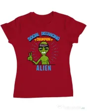 Tricou ADLER dama Social distancing Rosu