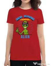 Tricou ADLER dama Social distancing Rosu