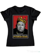 Tricou ADLER dama Straight outta Pyongyang Negru 