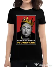 Tricou ADLER dama Straight outta Pyongyang Negru 