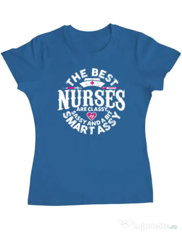 Tricou ADLER dama Best nurses Albastru azuriu