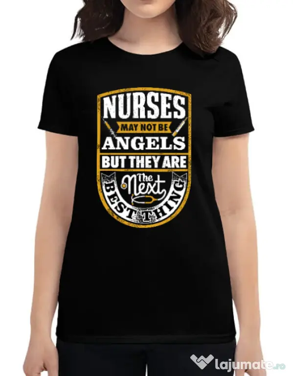 Tricou ADLER dama Angel nurses Negru