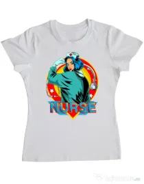 Tricou ADLER dama Strong nurse Alb
