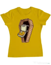 Tricou ADLER dama Horror pizza Galben
