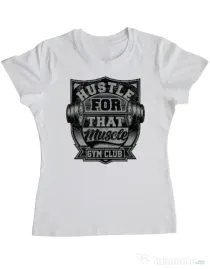 Tricou ADLER dama Hustle for that muscle Alb
