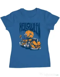 Tricou ADLER dama Hello ween Albastru azuriu