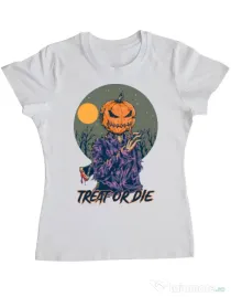 Tricou ADLER dama Treat or die Alb