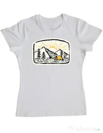 Tricou ADLER dama Hand drawn camp Alb