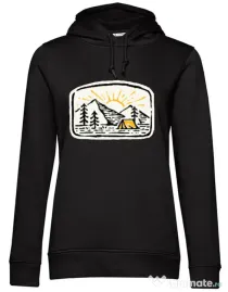 Hoodie dama cu gluga Hand drawn camp Negru