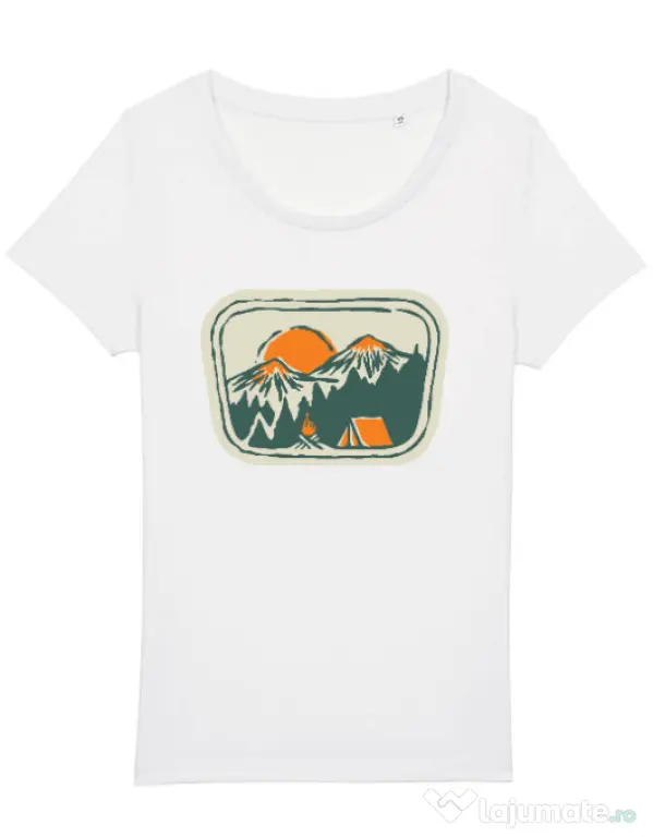 Tricou STANLEY STELLA dama Camping badge Alb