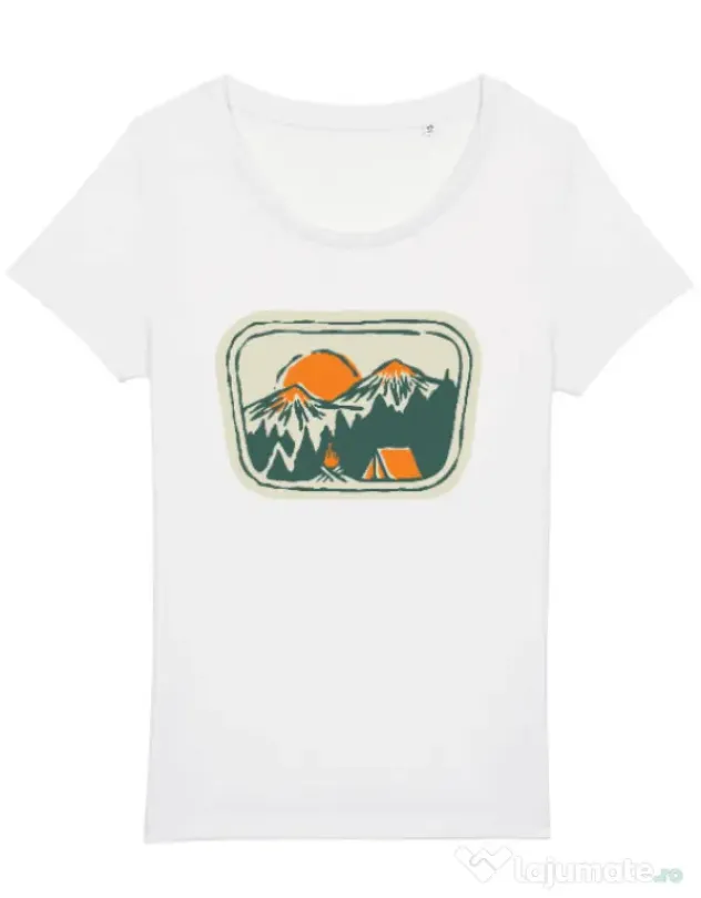 Tricou STANLEY STELLA dama Camping badge Alb