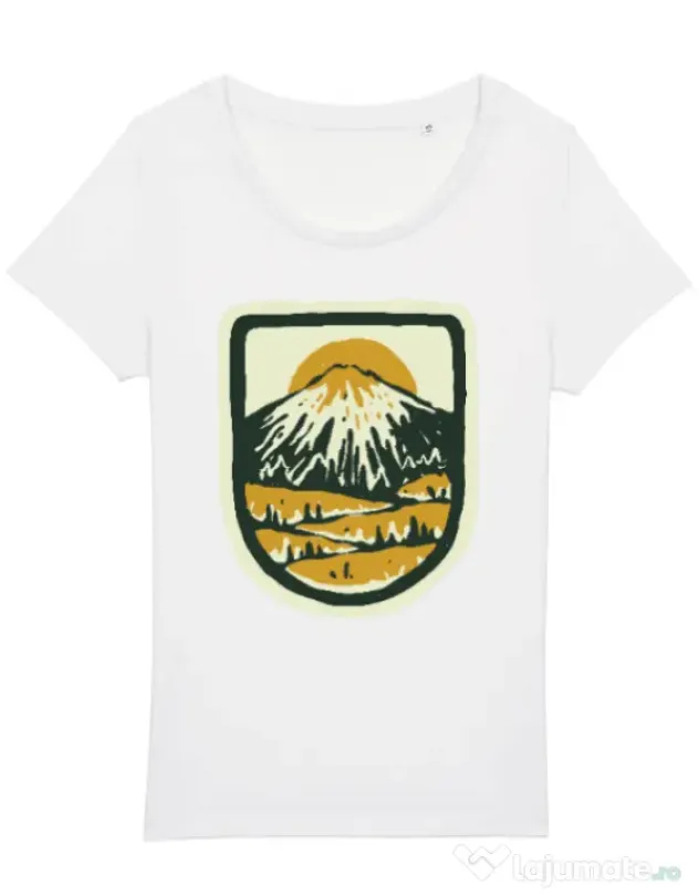 Tricou STANLEY STELLA dama Hand drawn mountains Alb