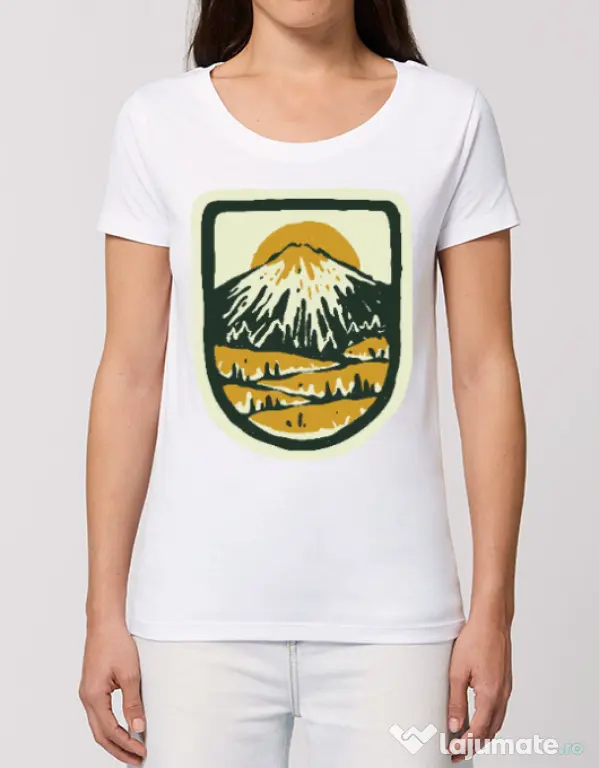 Tricou STANLEY STELLA dama Hand drawn mountains Alb
