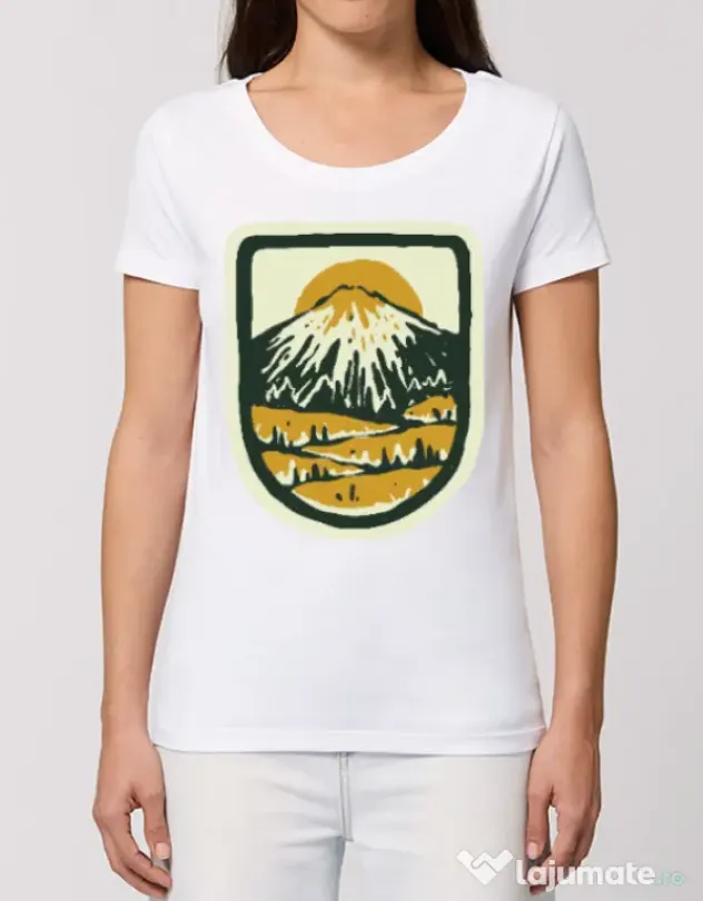 Tricou STANLEY STELLA dama Hand drawn mountains Alb