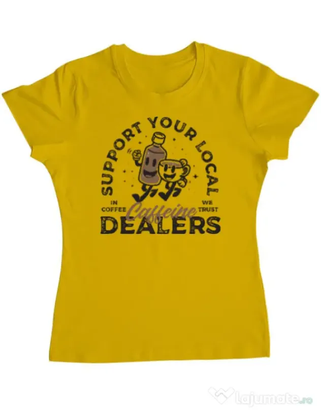 Tricou ADLER dama Coffee dealers Galben