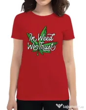 Tricou ADLER dama In weed we trust Rosu 