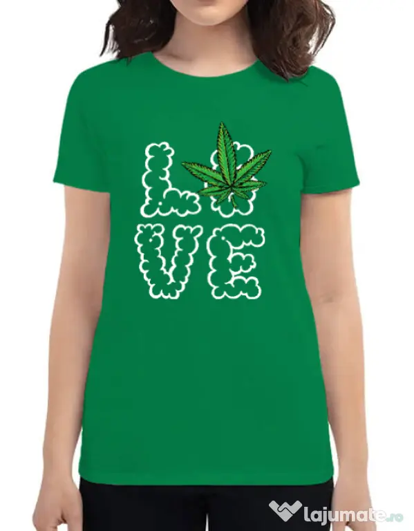 Tricou ADLER dama Love weed Verde mediu