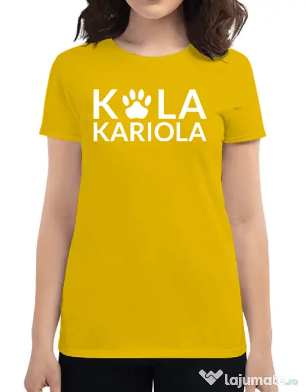 Tricou personalizat dama Logo Kola Alb Galben