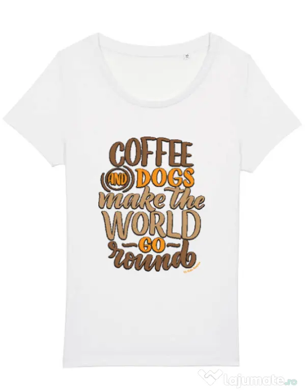 Tricou STANLEY STELLA dama Coffee and dogs Alb