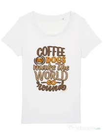 Tricou STANLEY STELLA dama Coffee and dogs Alb