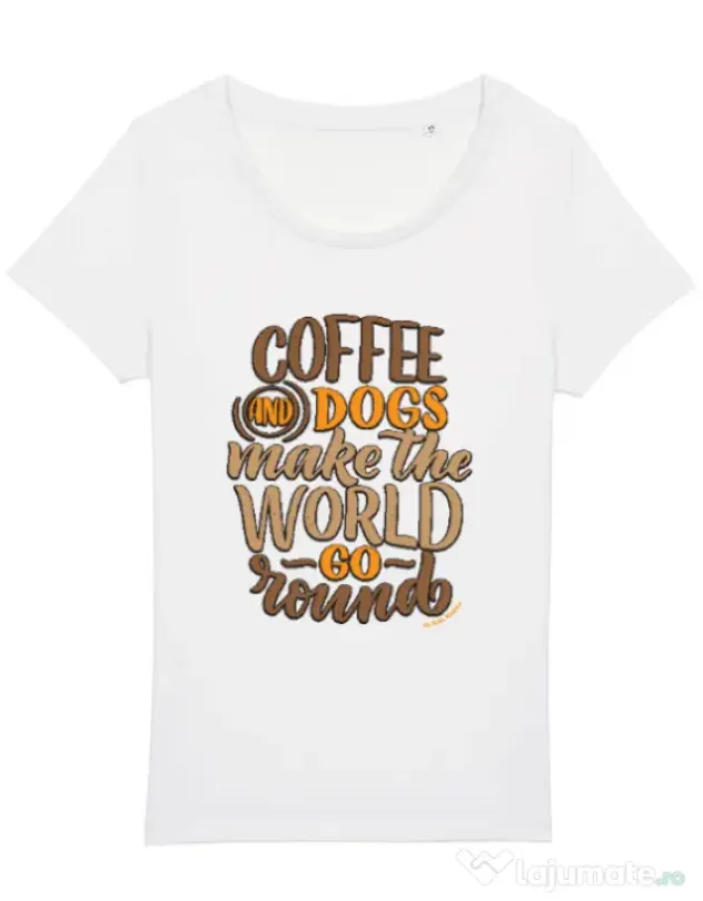 Tricou STANLEY STELLA dama Coffee and dogs Alb