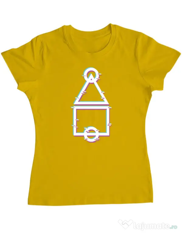 Tricou personalizat dama Glitch Squid Game Galben