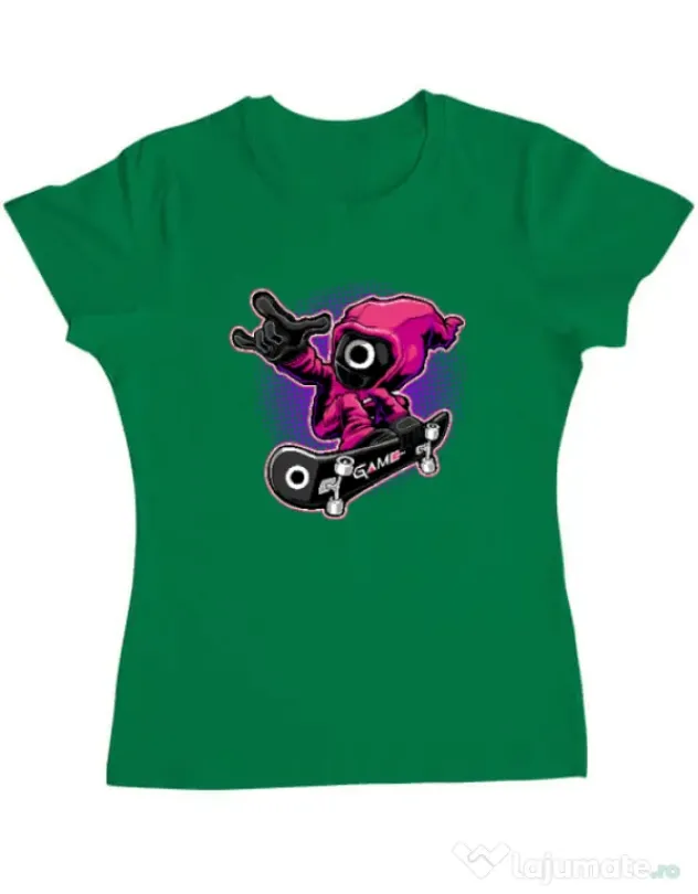 Tricou personalizat dama Squid Boy Verde mediu