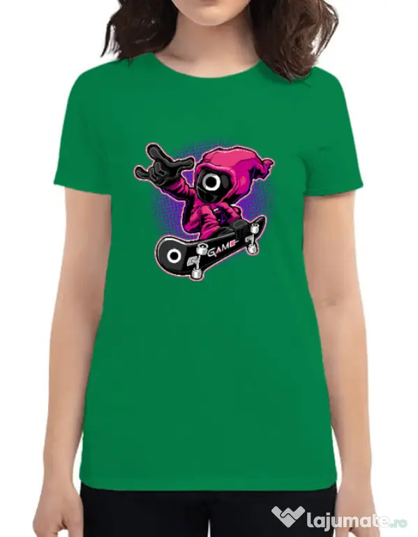 Tricou personalizat dama Squid Boy Verde mediu