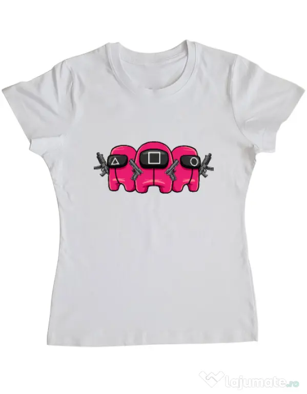 Tricou personalizat dama Squid Squad Alb