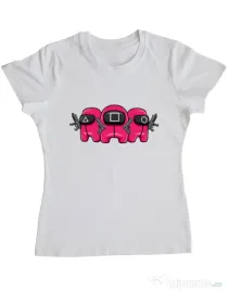 Tricou personalizat dama Squid Squad Alb