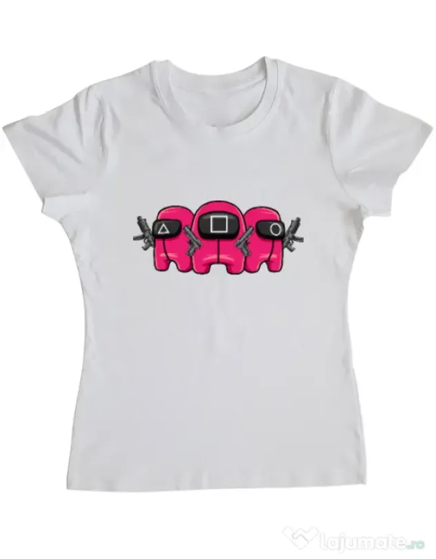 Tricou personalizat dama Squid Squad Alb