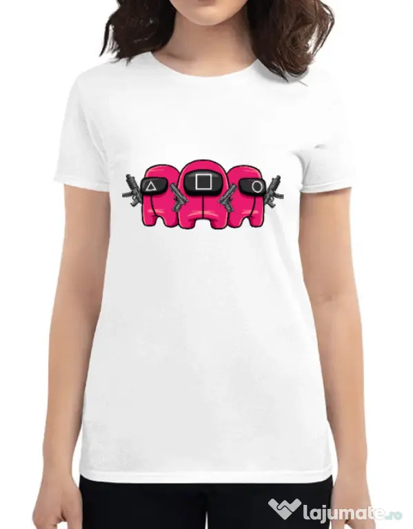 Tricou personalizat dama Squid Squad Alb
