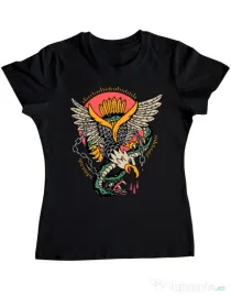 Tricou personalizat dama Tattoo Fighting Negru