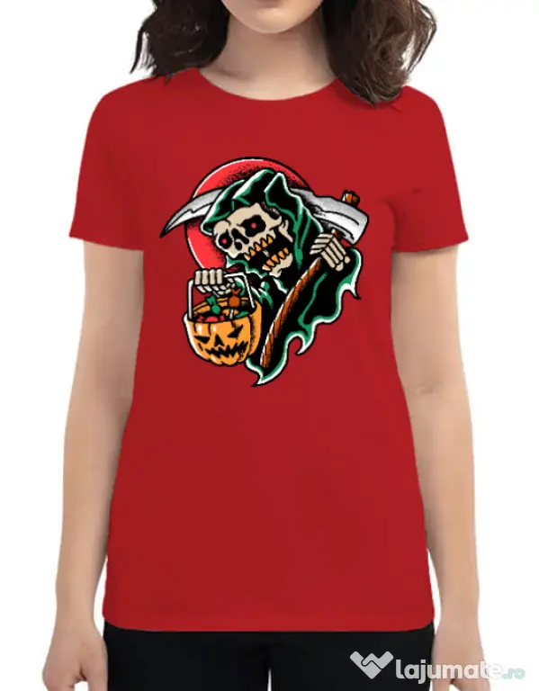 Tricou personalizat dama It's Halloween Time Rosu