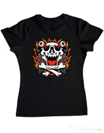 Tricou personalizat dama Death and Flower Negru