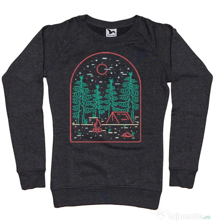 Bluza personalizata dama Camping Negru melanj