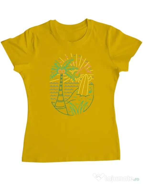 Tricou personalizat dama Beach Neon Galben