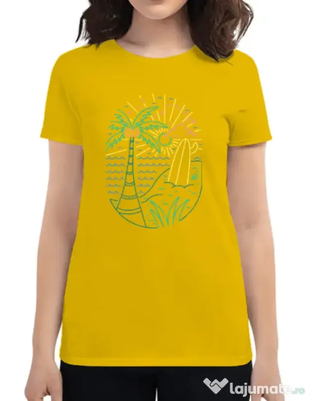 Tricou personalizat dama Beach Neon Galben