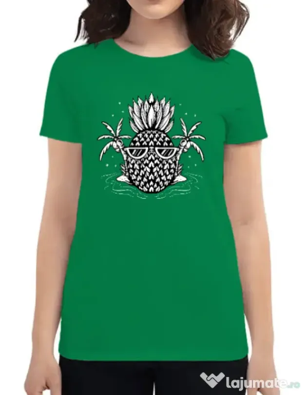Tricou personalizat dama Pineapple Summer Verde mediu