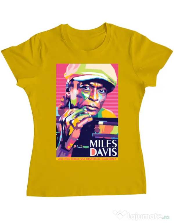 Tricou personalizat dama Miles Davis Galben